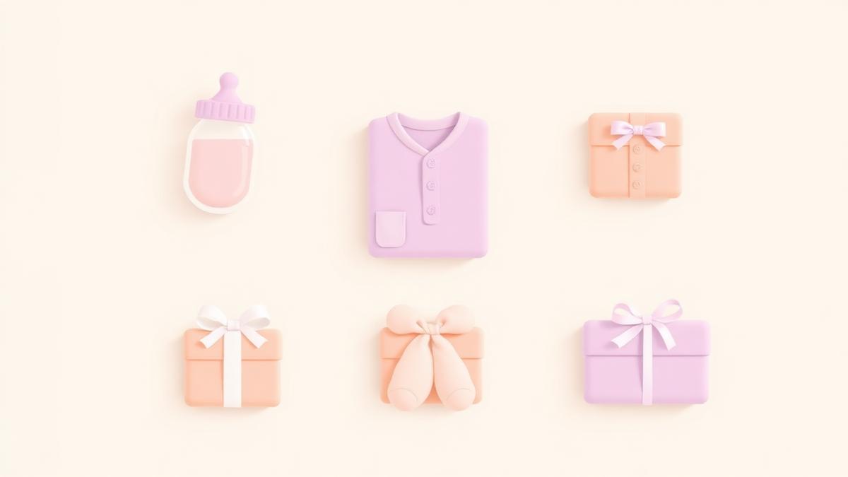 Soft pastel illustration of family and baby product categories